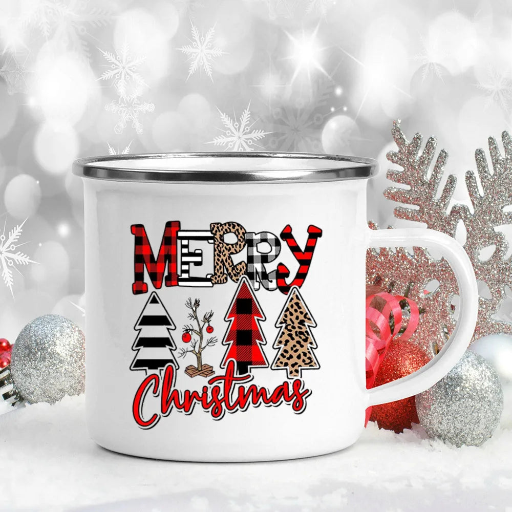 Enamel Christmas Mug – Santa Claus Holiday Cup (360 ml) 🎄☕✨