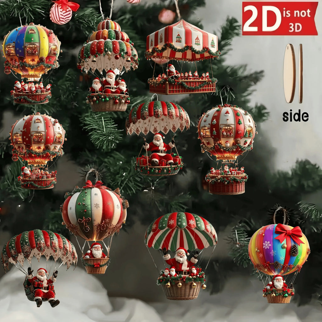 Wooden Santa Hot Air Balloon Ornaments (2D Design)