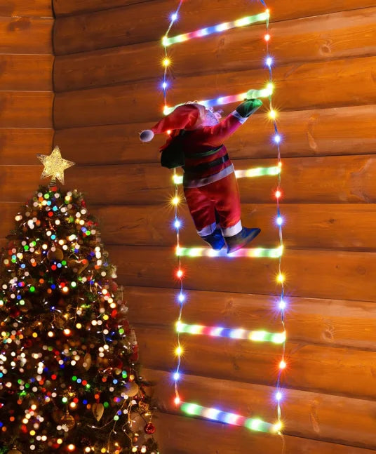 LED Santa Claus Climbing Ladder Lights – 1.5M / 3M Christmas Decoration