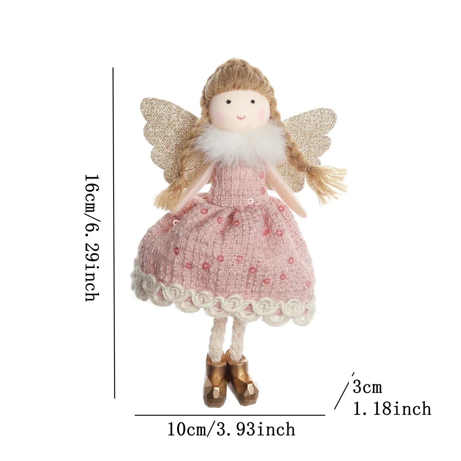 Christmas Plush Angel Ornaments – With Antlers, Heart, or Scarf
