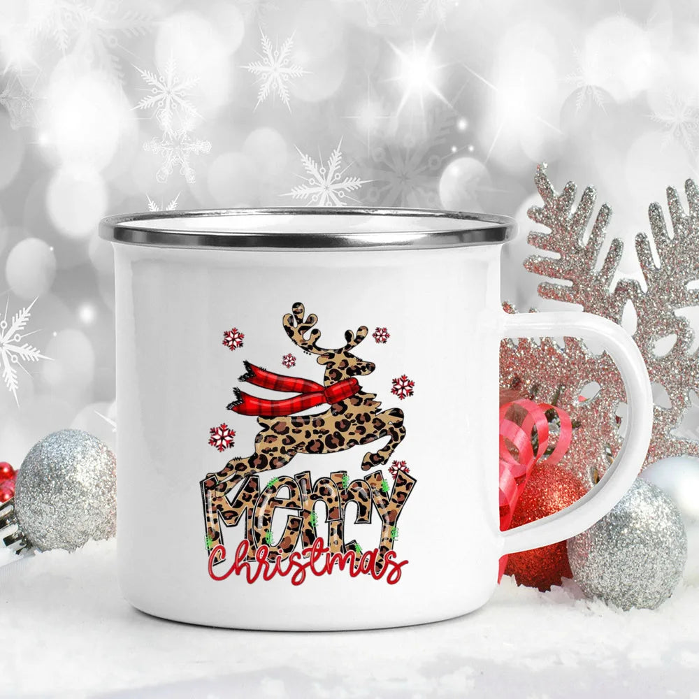 Enamel Christmas Mug – Santa Claus Holiday Cup (360 ml) 🎄☕✨