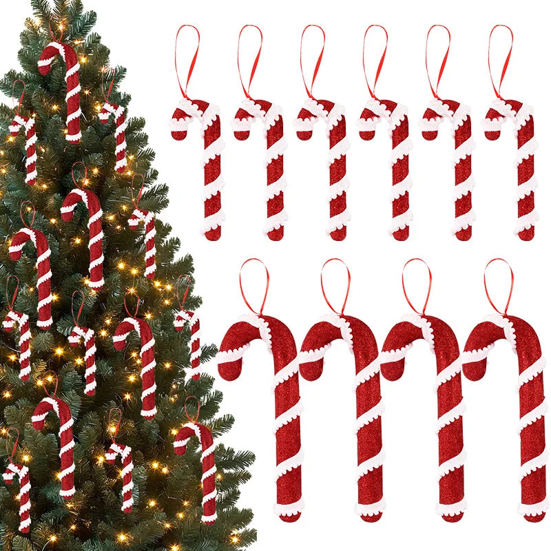 Candy Cane Christmas Ornaments – Red & White Hanging Decorations