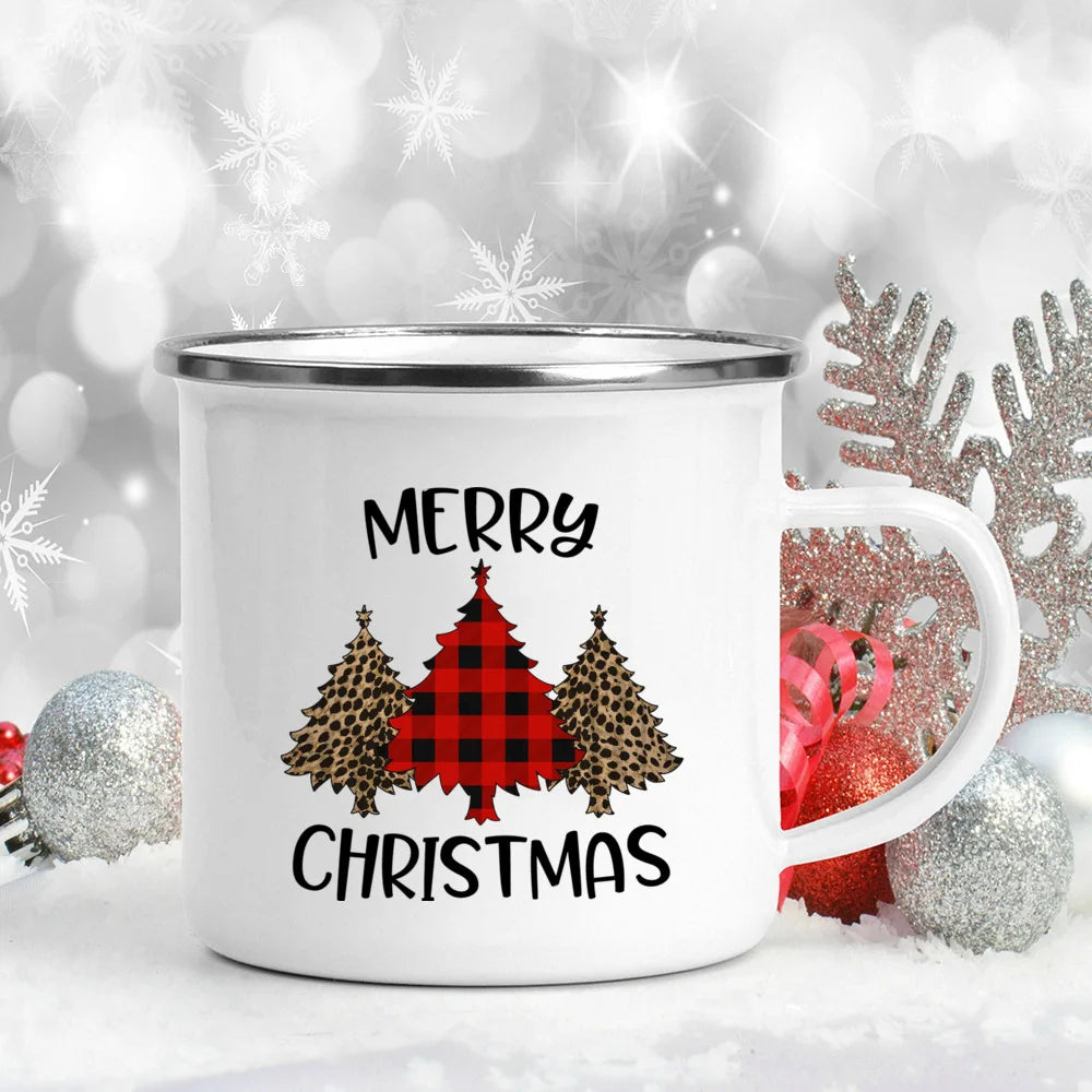 Enamel Christmas Mug – Santa Claus Holiday Cup (360 ml) 🎄☕✨