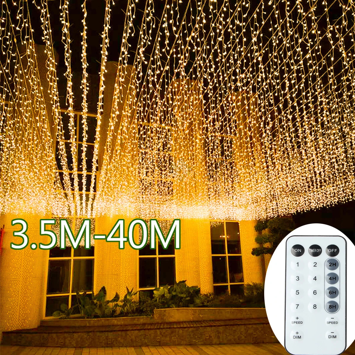 LED Icicle Fairy Lights with Remote – Outdoor Waterproof Christmas Garland (5M–40M)