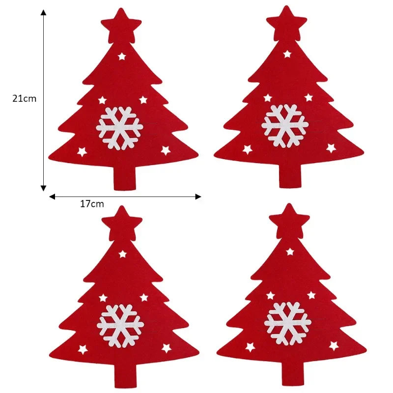 Christmas Tree Cutlery Holders – Felt Fork & Knife Pockets (4/8/12/24 PCS) 🎄🍽️✨