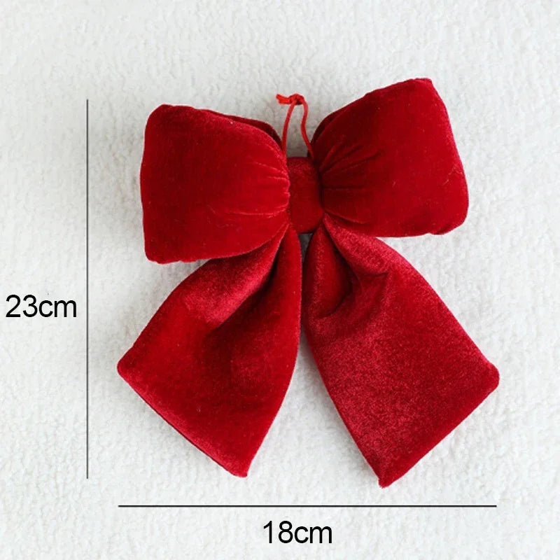 Large Red Velvet Christmas Bows – 1/2/3 PCS Soft Luxurious Tree Ornaments 🎀✨