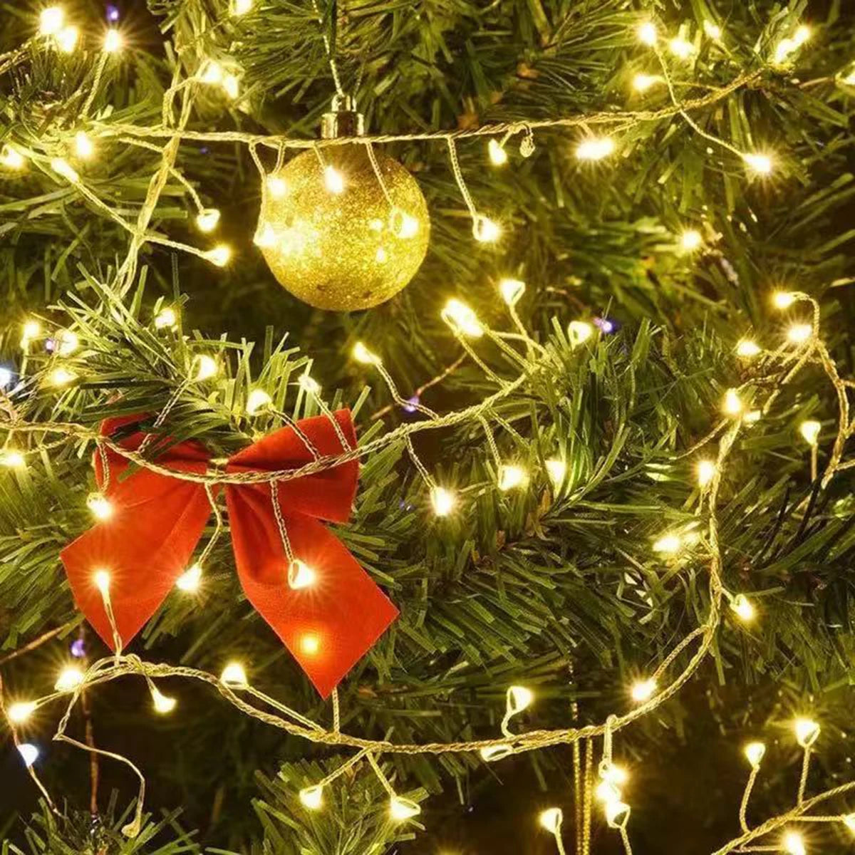 Cluster Firecracker LED String Lights with Remote – Warm White (6M–50M, EU Plug)