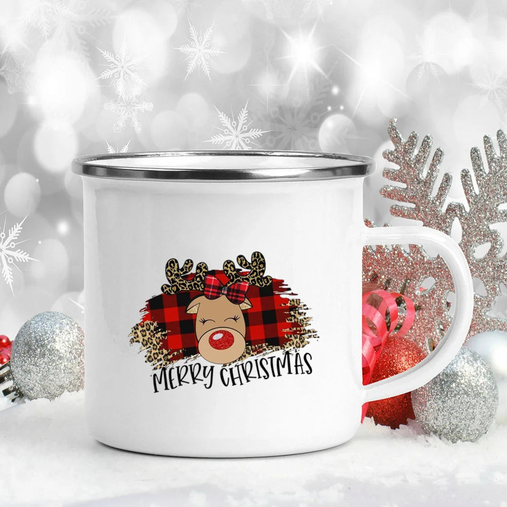 Enamel Christmas Mug – Santa Claus Holiday Cup (360 ml) 🎄☕✨