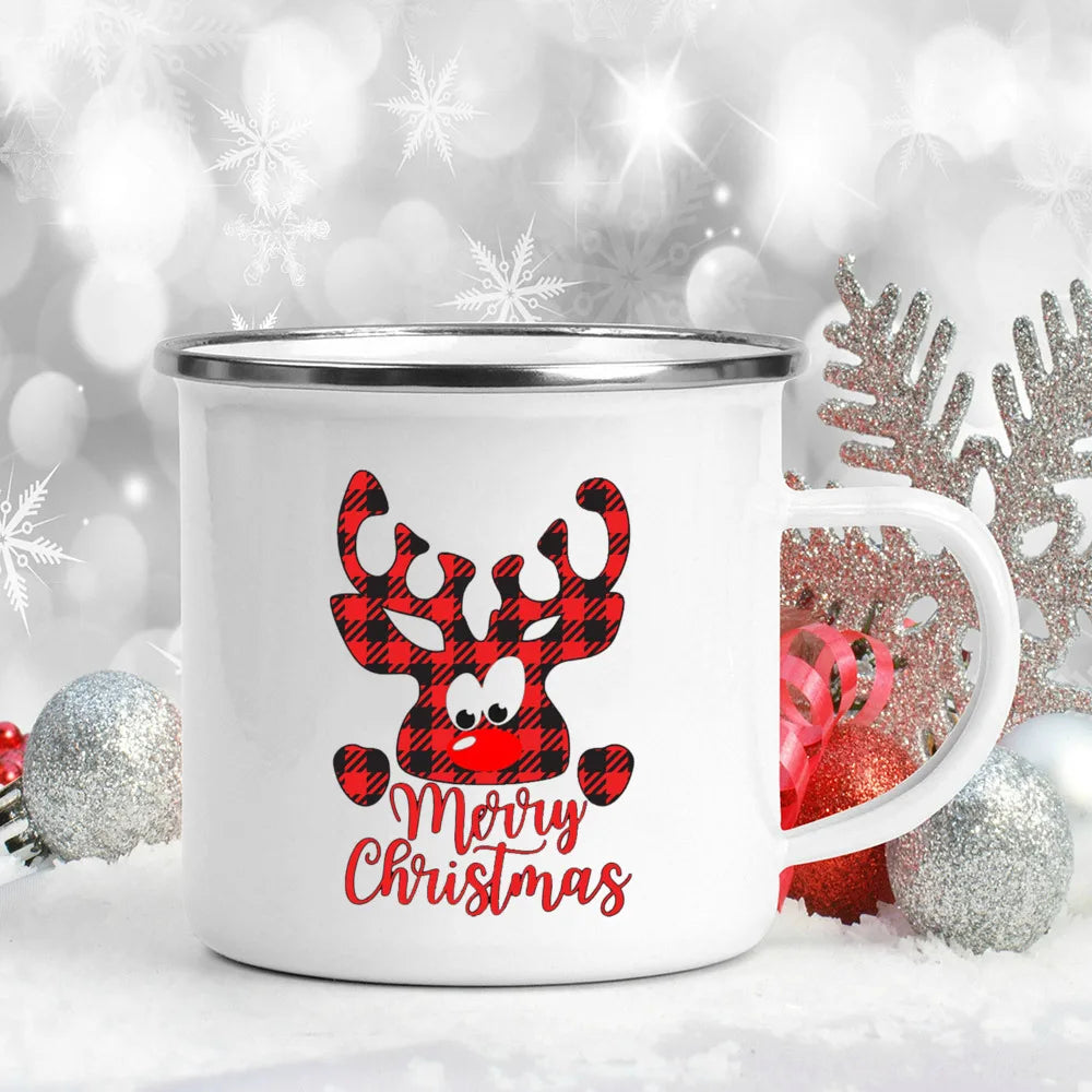Enamel Christmas Mug – Santa Claus Holiday Cup (360 ml) 🎄☕✨