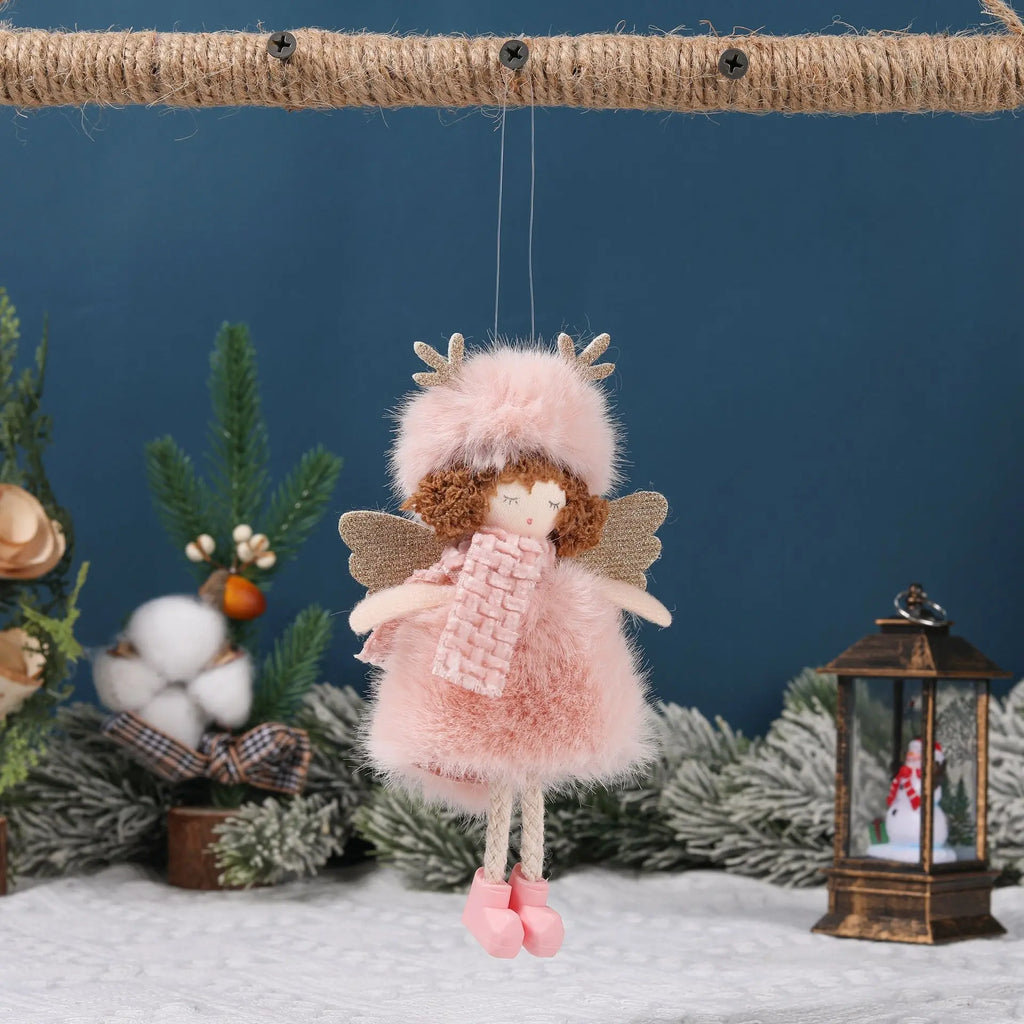 Christmas Plush Angel Ornaments – With Antlers, Heart, or Scarf